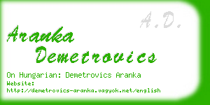 aranka demetrovics business card